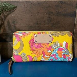 Kate Spade RARE Paley Paisley Neda Yellow Zipper Wallet Vintage